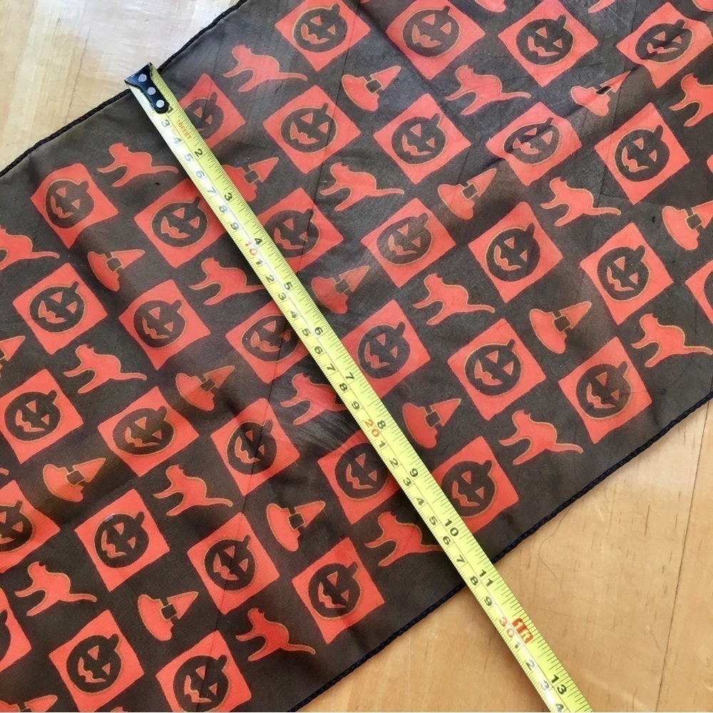 Halloween Patterned Sheer, Lightweight Scarf, Black, Orange - Picture 9 of 10